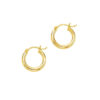 3x15mm polished hoop earrings in solid 14K yellow gold