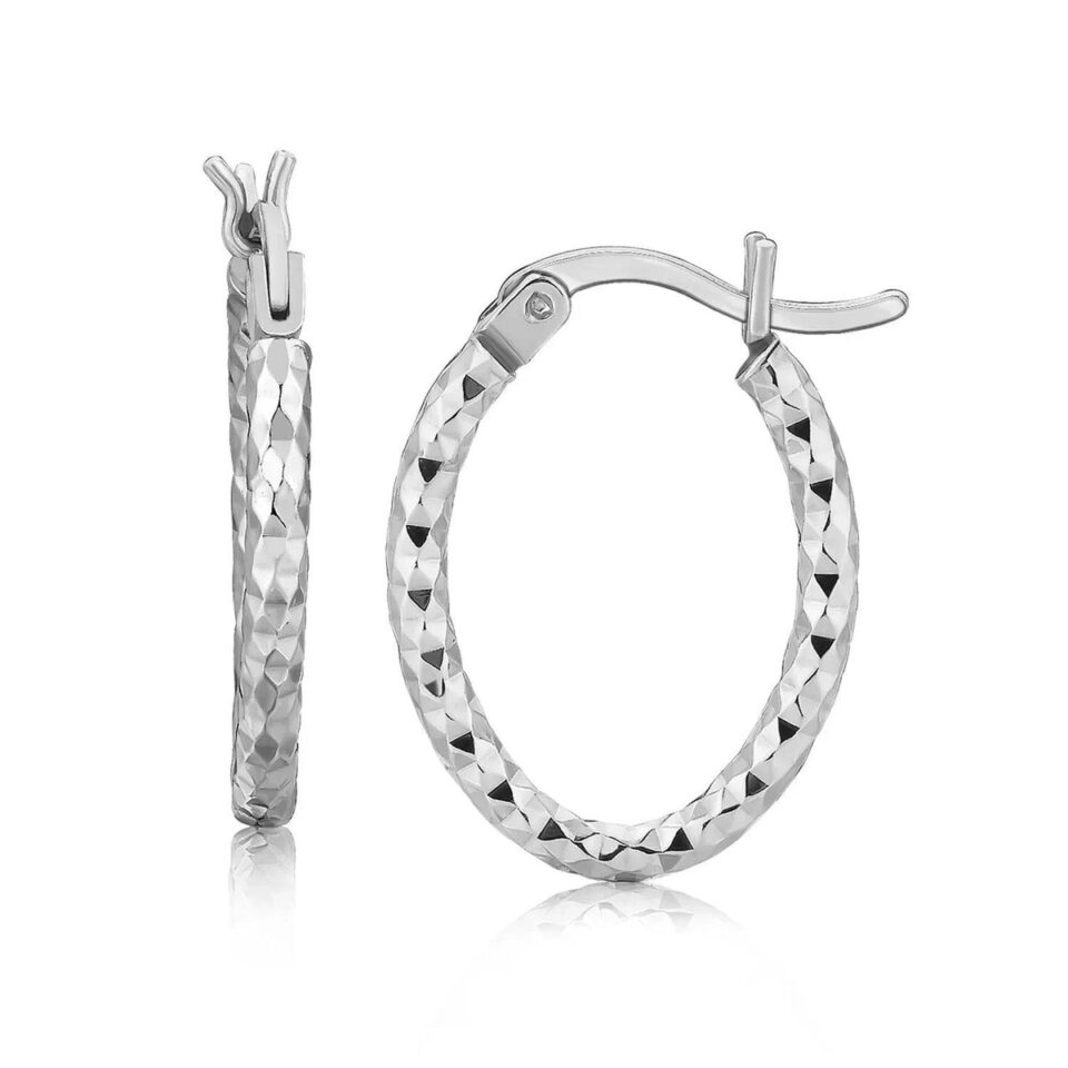 Sterling Silver, Rhodium Plated Hoop 2x10mm