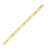 9.65 mm fancy bar curved connectors bracelet in solid 14K two-tone gold
