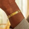 9.65 mm fancy bar curved connectors bracelet in solid 14K two-tone gold, view 5