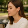 2x25mm polished hoop earrings in solid 14K rose gold, view 3