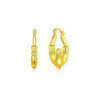 Claddagh hoop earrings in solid 14K yellow gold, view 2