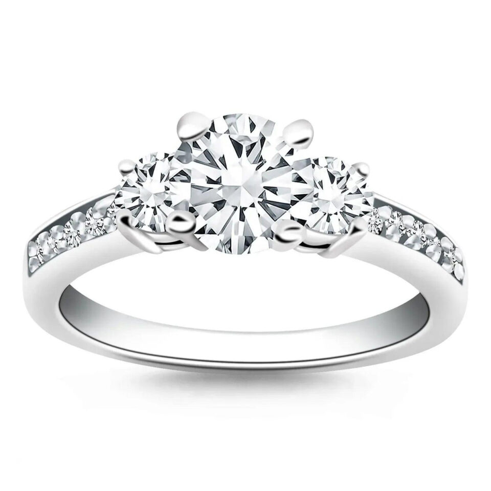 14K White Gold Lab-Grown Diamond Engagement Ring Three