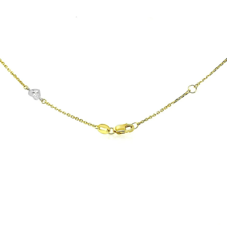 14K Two-Tone Gold Diamond-Cut Heart Anklet