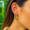 10K Yellow Gold Oval Hoop Earrings Twist