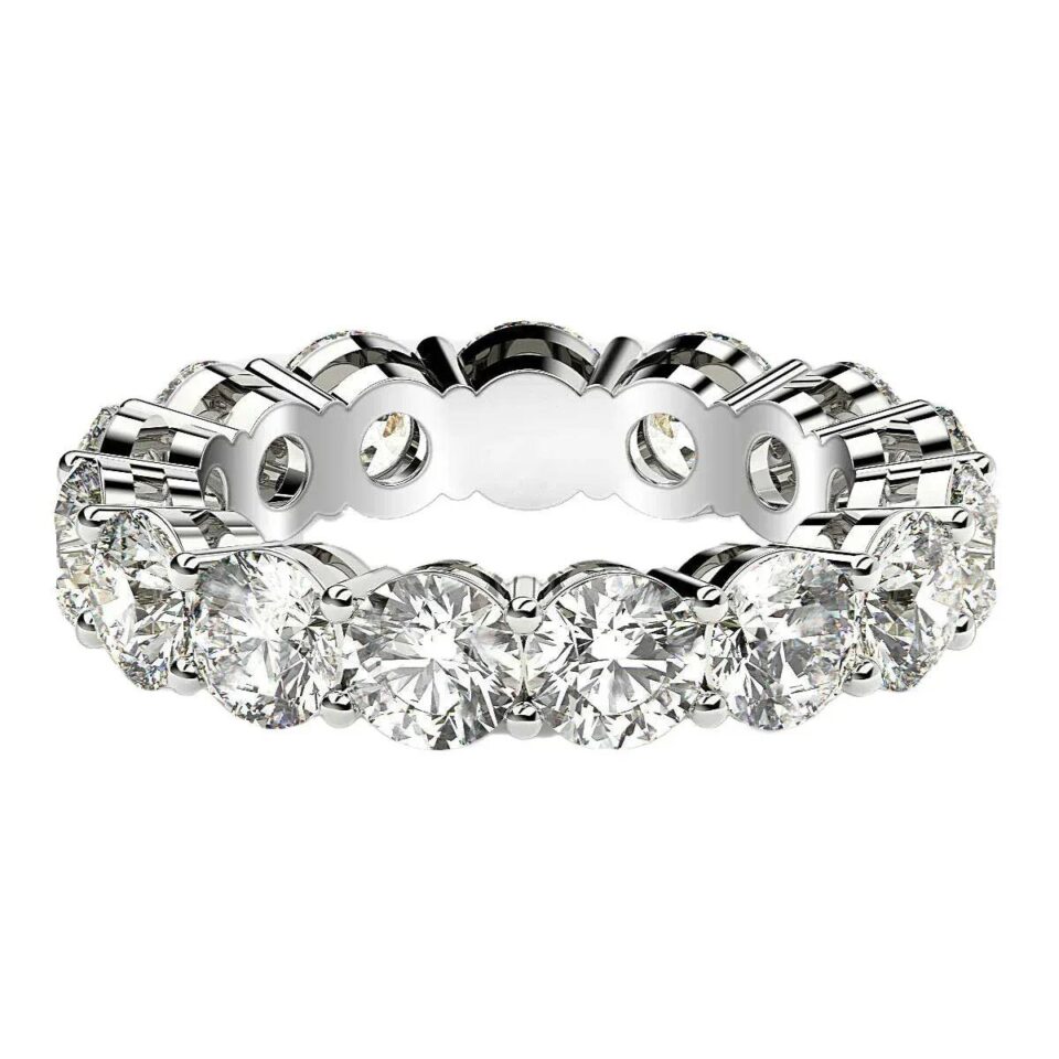14K White Gold Lab-Grown Diamond Round Eternity Ring 5cttw