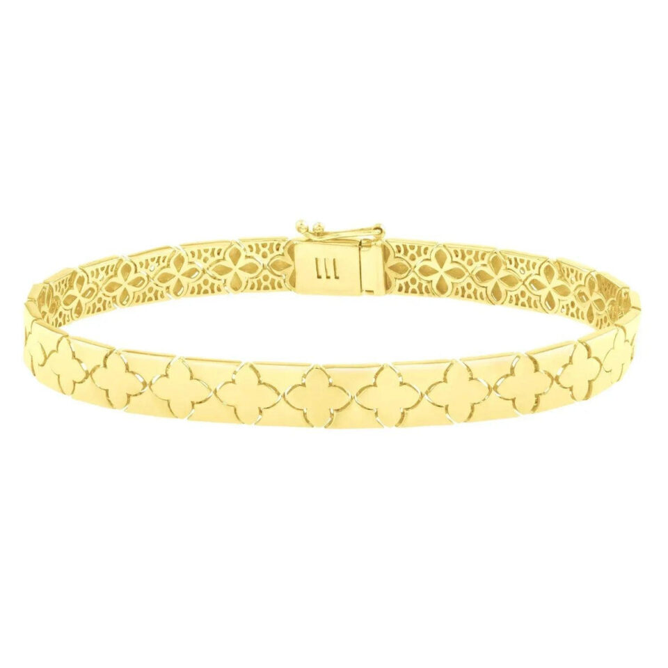 14K Yellow Gold Clover Bracelet