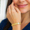 Nature inspired clover bracelet in solid 14K yellow gold, view 3