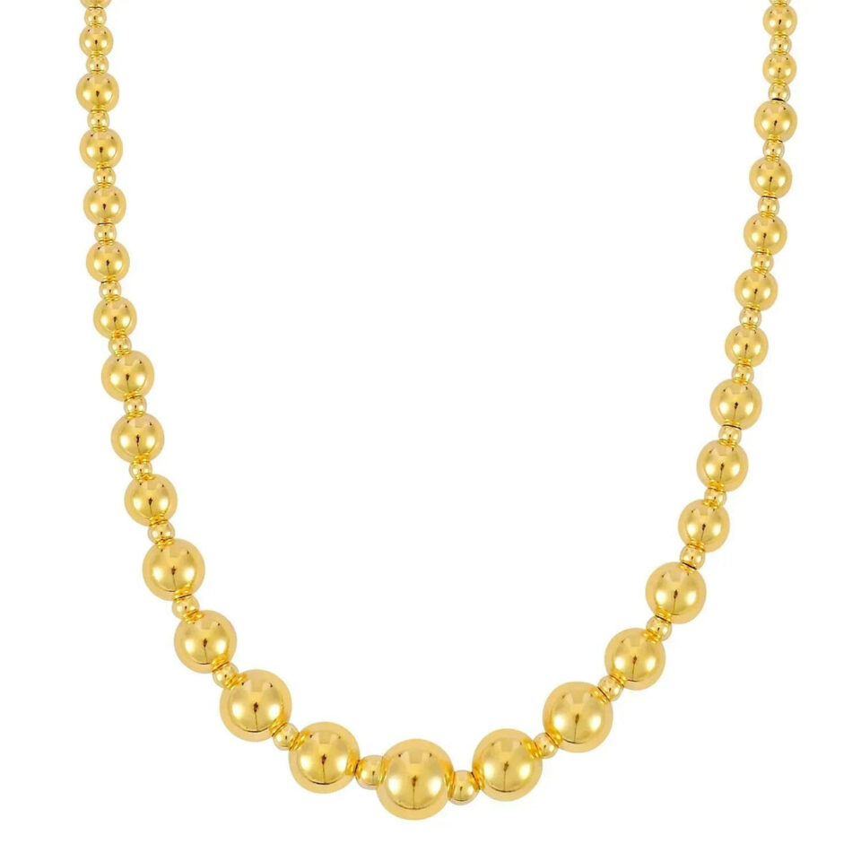 14K Yellow Gold Graduated Bead Pallina Necklace