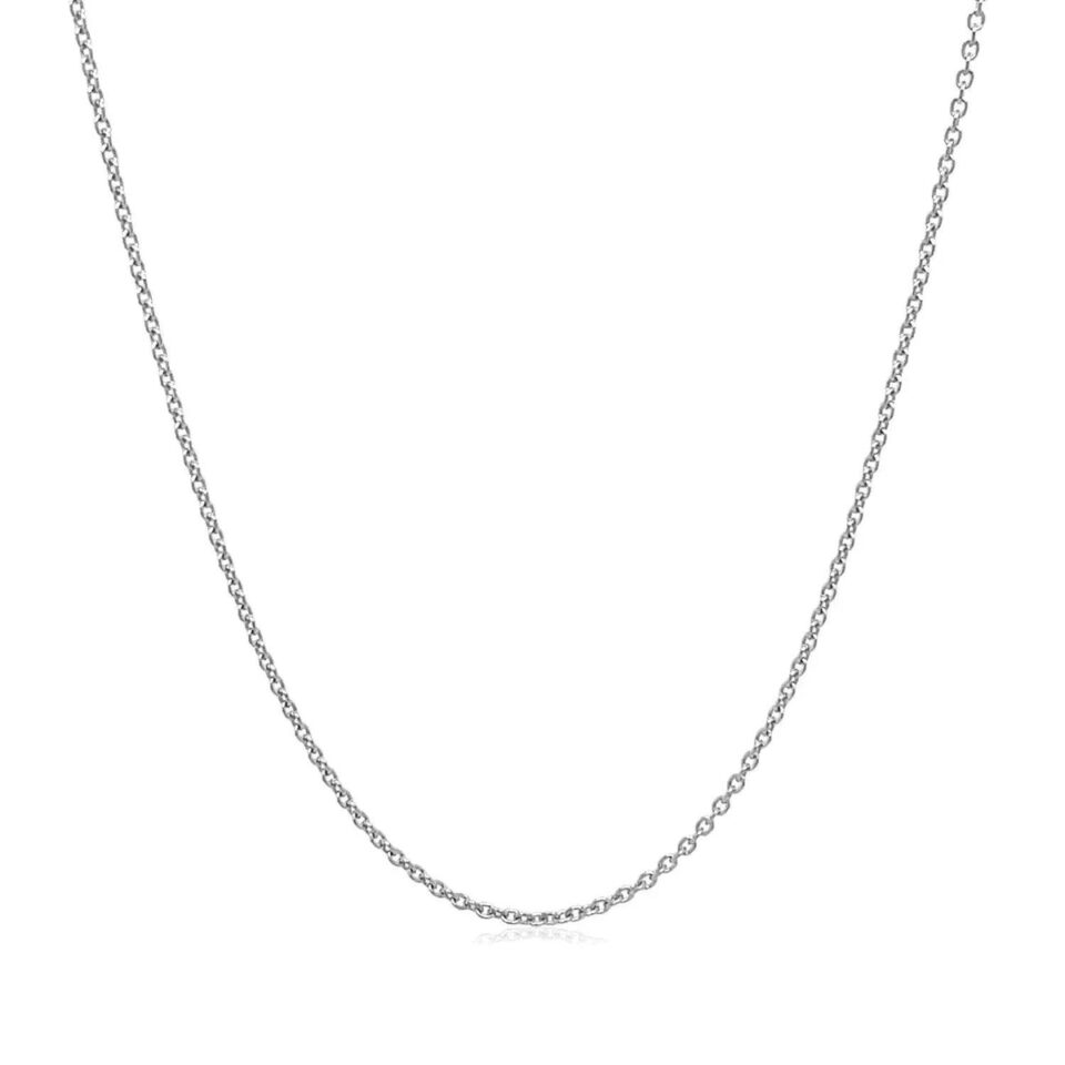 14K White Gold Cable Oval Chain 1.10mm