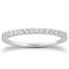 Lab-grown diamond shared prong wedding ring airline gallery band in solid 14K white gold