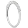 Lab-grown diamond shared prong wedding ring airline gallery band in solid 14K white gold, view 2