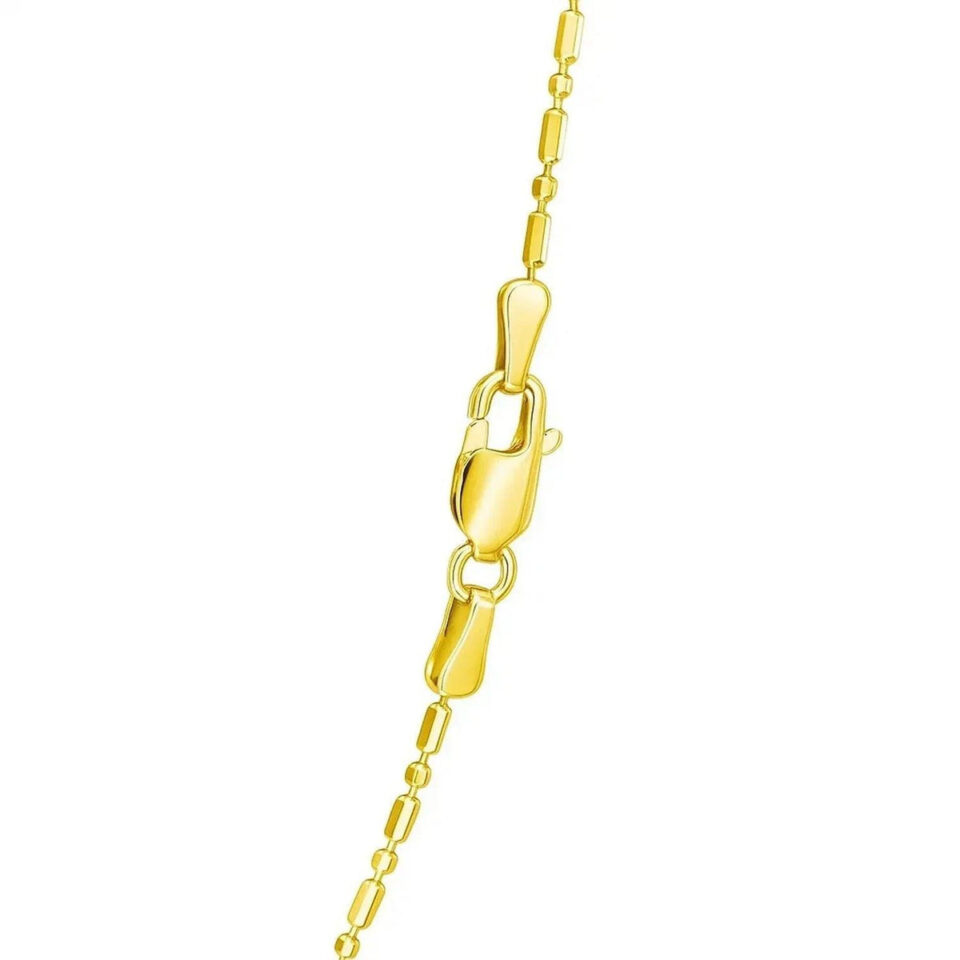 14K Yellow Gold Diamond-Cut Alternating Bead Chain, 1.1 mm