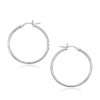 14K White Gold Polished Hoop Earrings 2x30mm