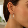 14K White Gold Polished Hoop Earrings 2x30mm