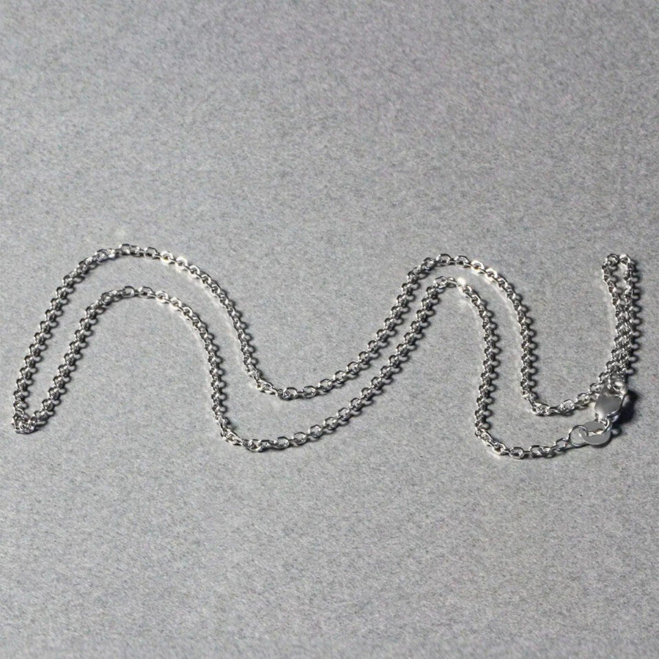 1.5mm cable chain in solid 14K white gold, view 5