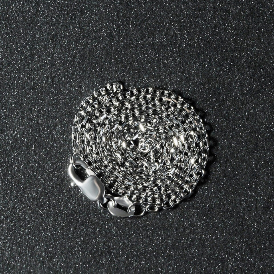 1.5mm cable chain in solid 14K white gold, view 6