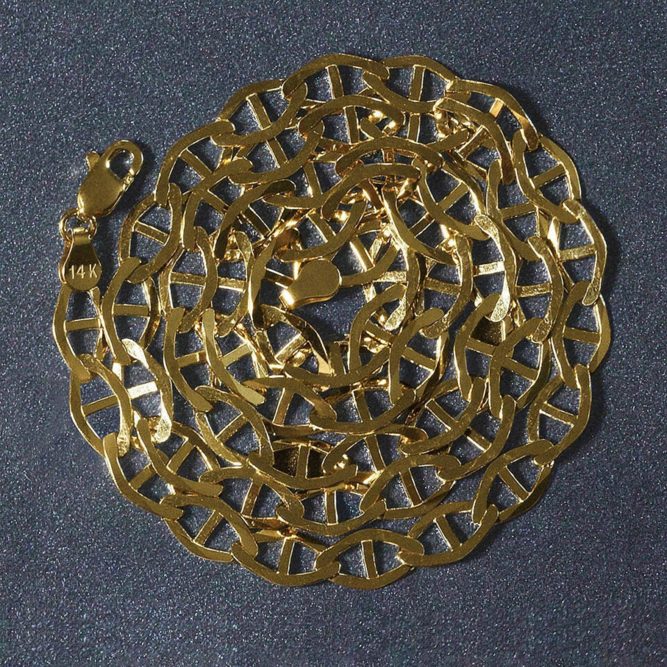 6.30mm mariner chain in solid 14K yellow gold, view 5