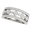 1/2 ct tw lab-grown diamond studded square motif ring in solid 14K white gold, view 2
