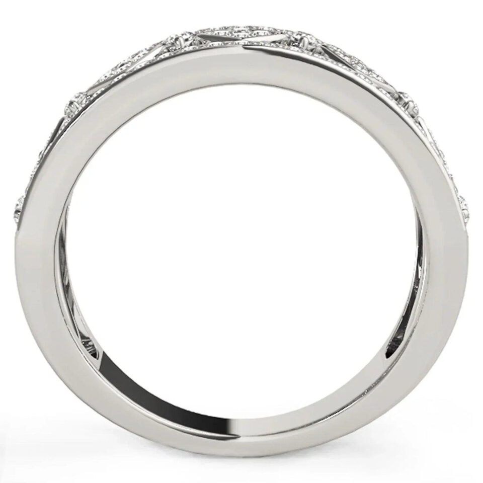 1/2 ct tw lab-grown diamond studded square motif ring in solid 14K white gold, view 3