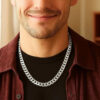 Sterling Silver, Rhodium Plated Curb Chain 8.40mm