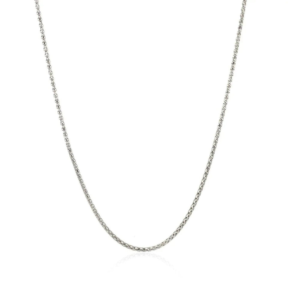 14K White Gold Adjustable Chain 1.00mm