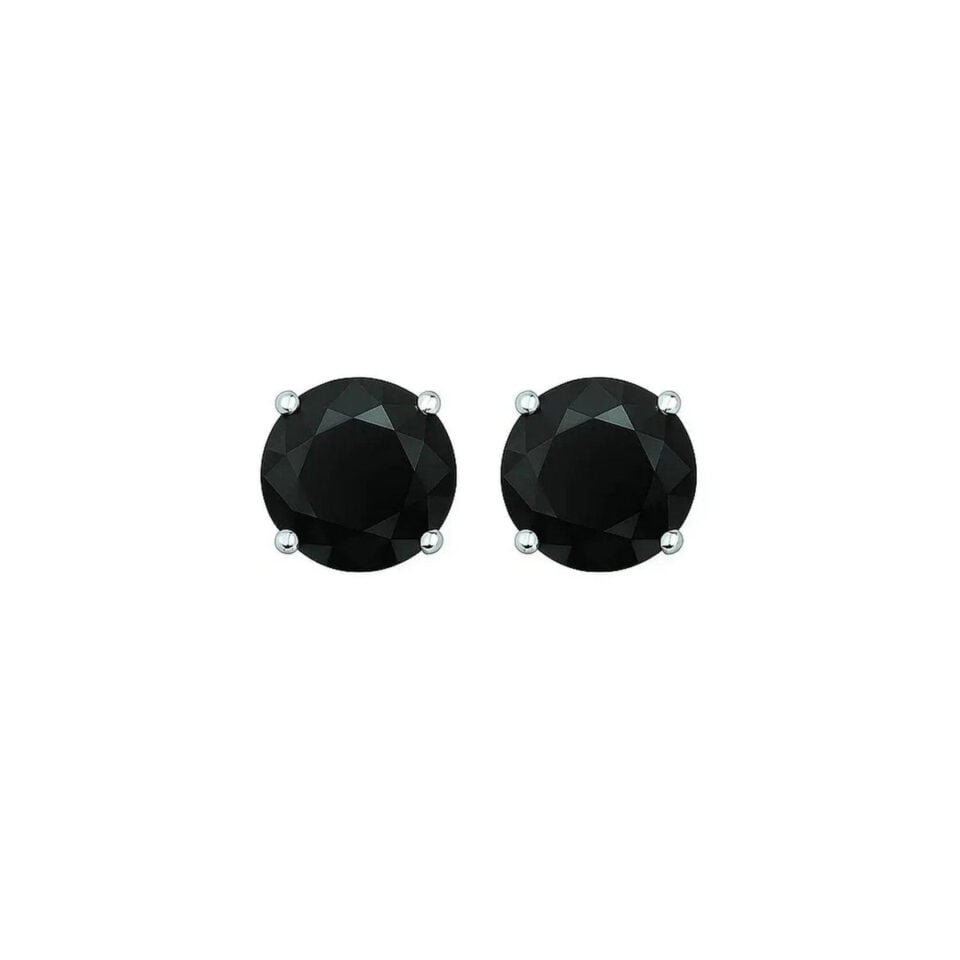 14K White Gold Cubic Zirconia Stud Earrings 6mm