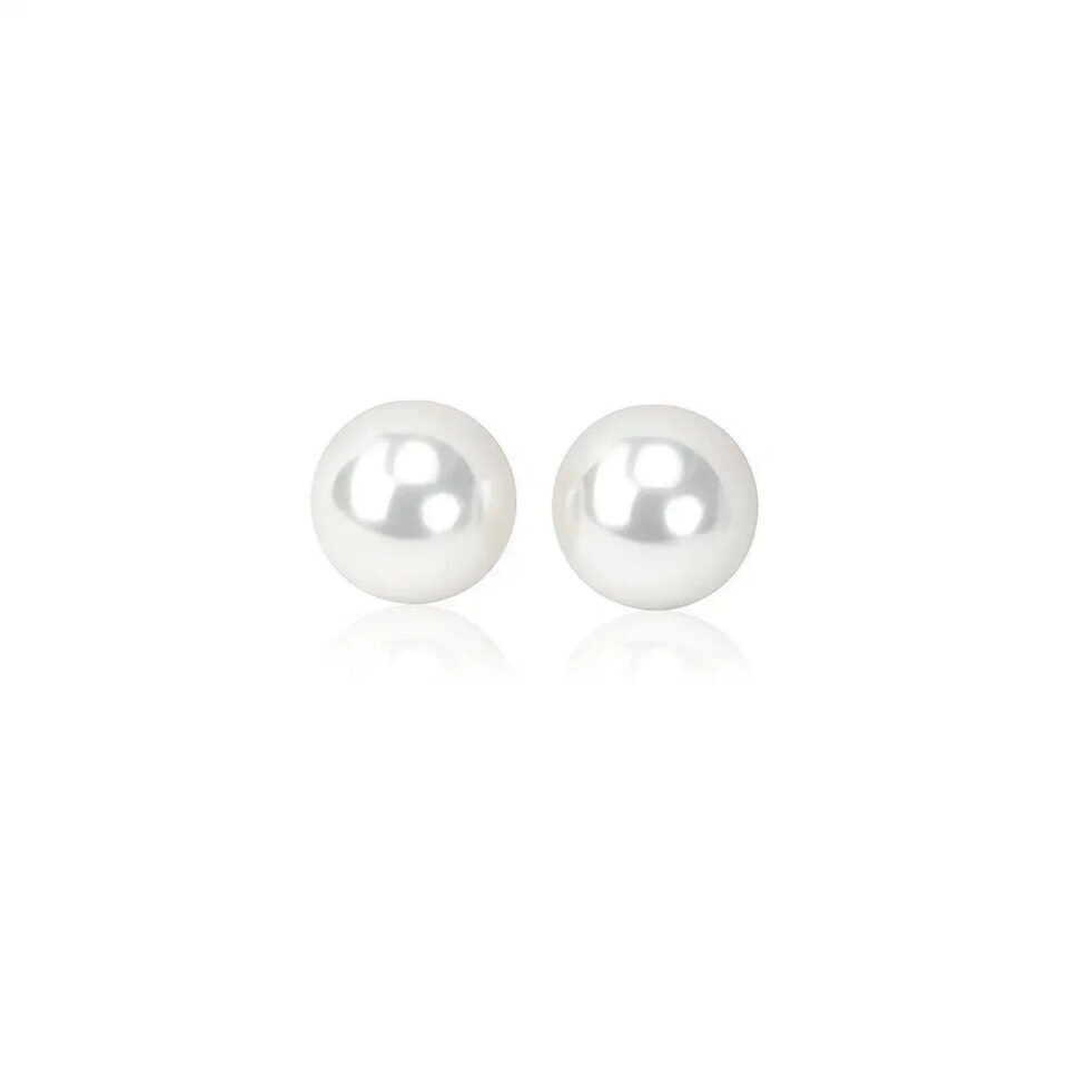 14K Yellow And White Gold Pearl Stud Earrings 5mm