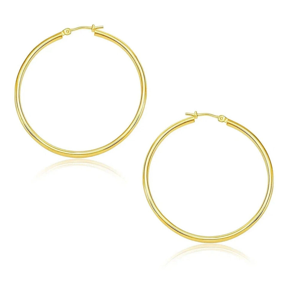 14K Yellow Gold Polished Hoop Earrings 1.5x30mm