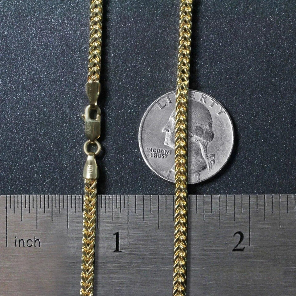 3.20mm wheat chain in solid 14K yellow gold, view 7