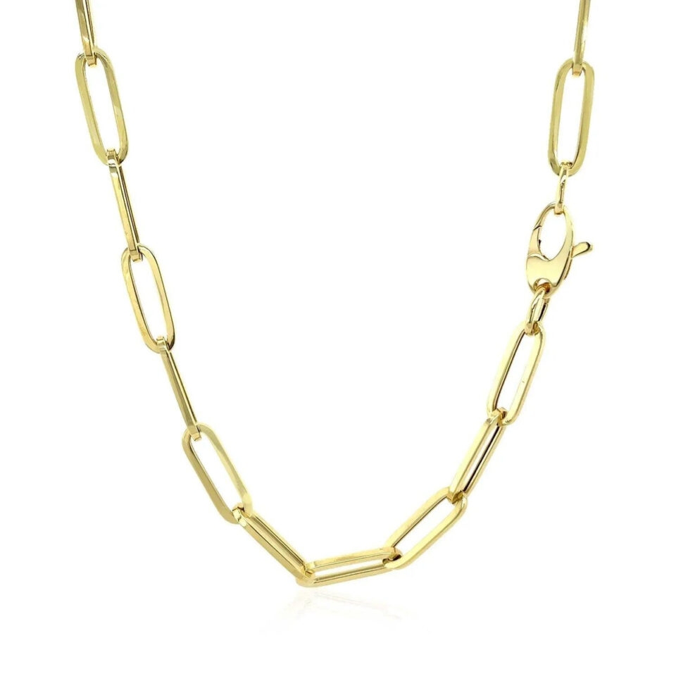 4.20mm paperclip chain in solid 10K yellow gold, view 3