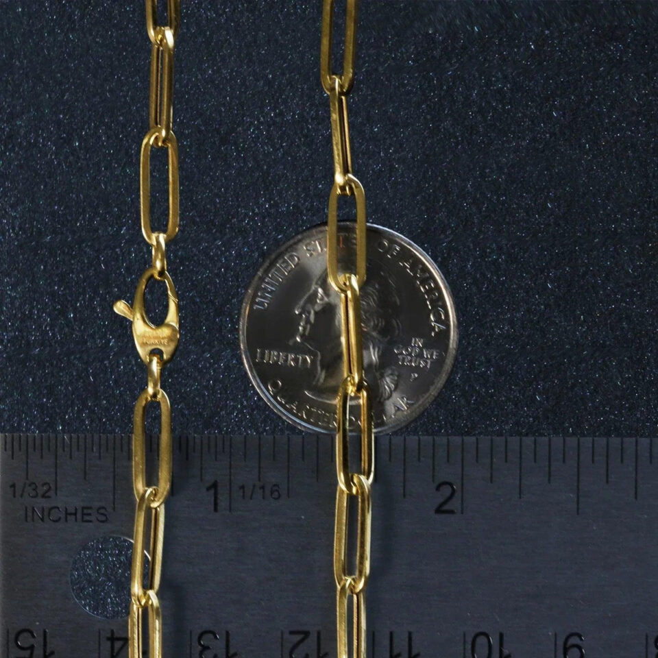 4.20mm paperclip chain in solid 10K yellow gold, view 6
