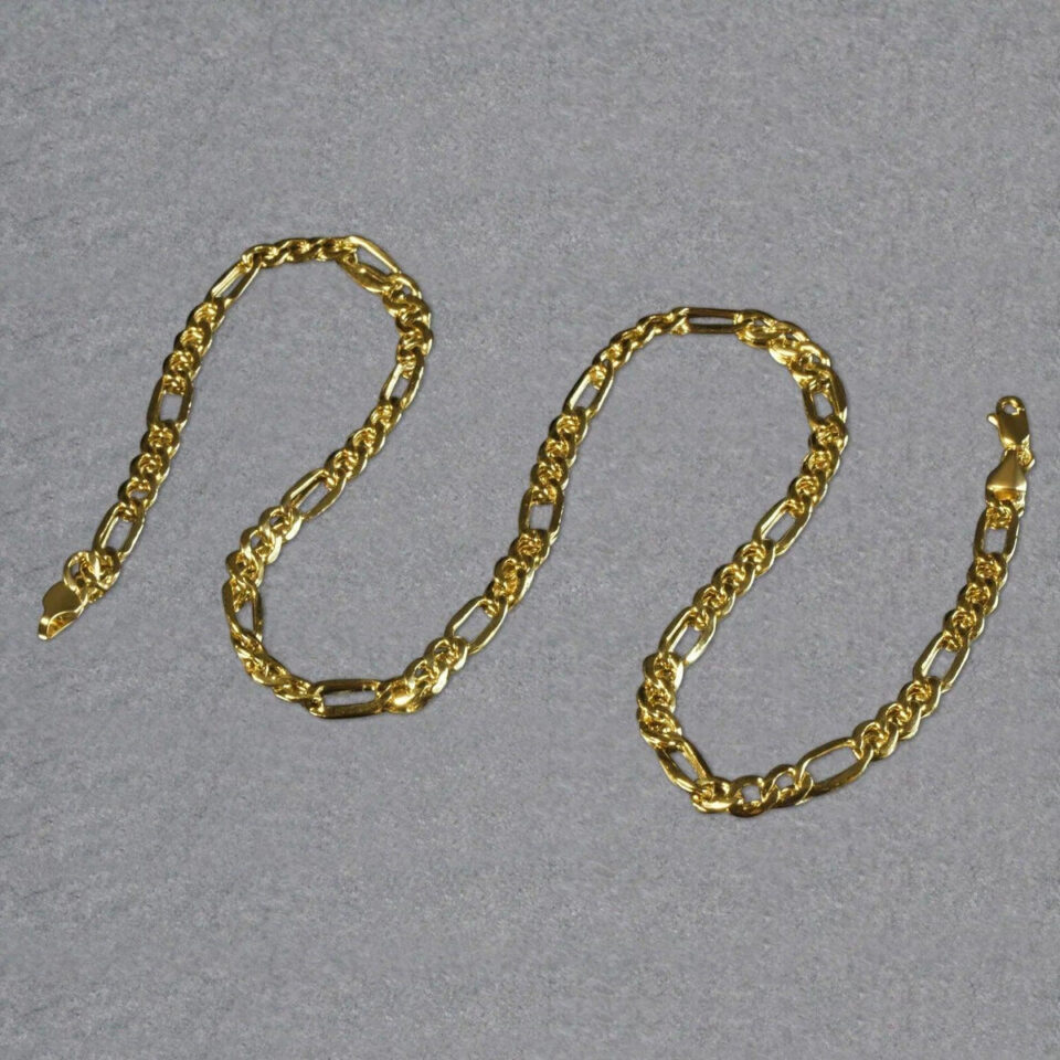 Figaro chain in solid 10K yellow gold, view 5