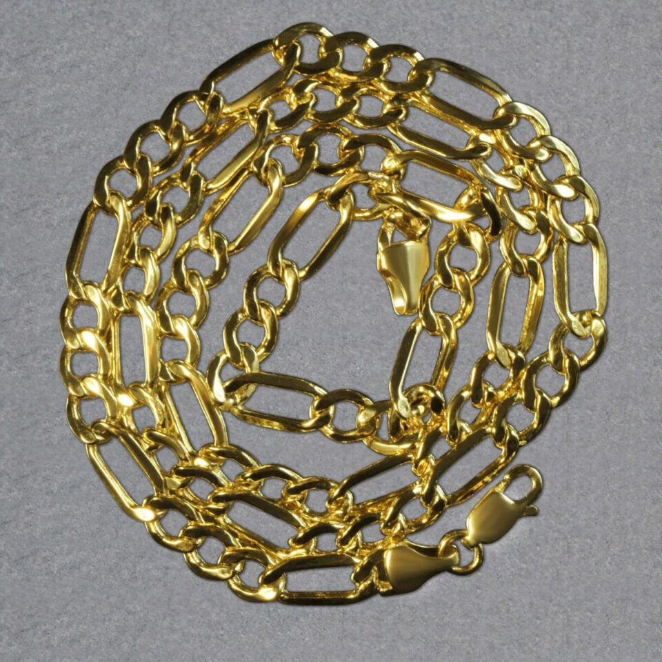 Figaro chain in solid 10K yellow gold, view 6