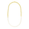 Oval pearl necklace in solid 14K yellow gold