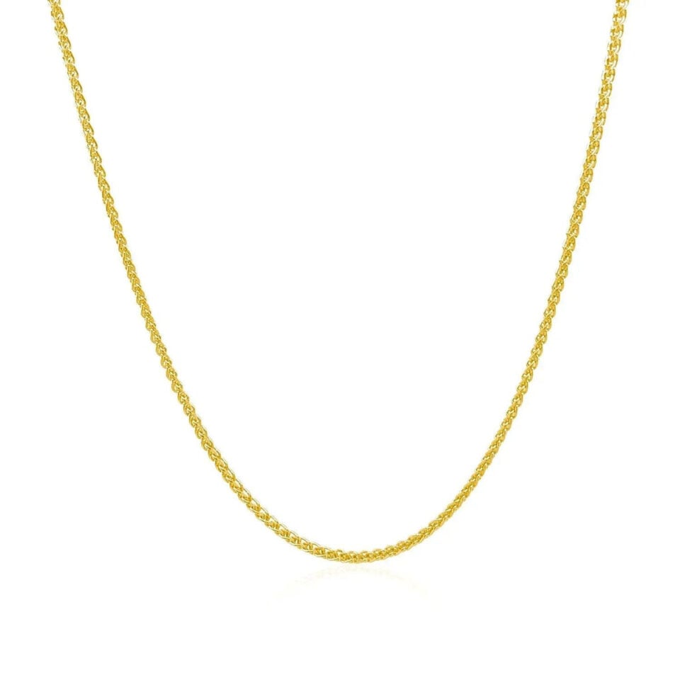 14K Yellow Gold Wheat Round Chain 1.20mm