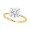 3 ct tw lab-grown diamond solitaire round ring in solid 14K yellow gold, engagement ring, view 2