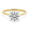 3 ct tw lab-grown diamond solitaire round ring in solid 14K yellow gold, engagement ring