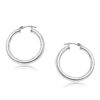 4x30mm polished hoop earrings in solid 14K white gold