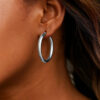 4x30mm polished hoop earrings in solid 14K white gold, view 4