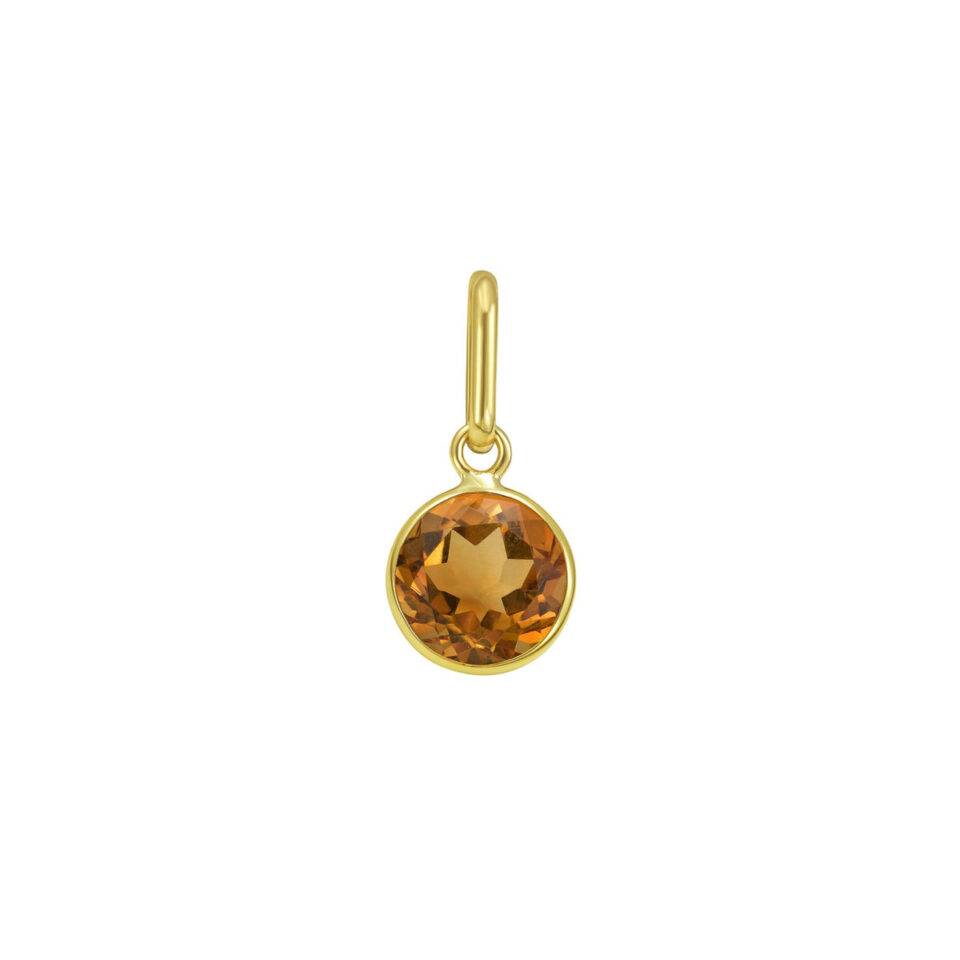 14K Yellow Gold Round Citrine Pendant