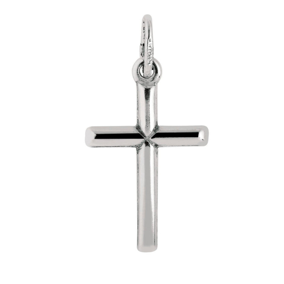 Sterling Silver, Rhodium Plated Cross Small