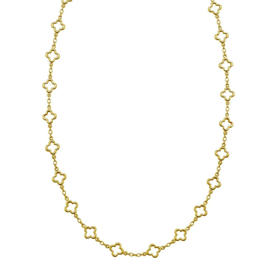 14K Yellow Gold Clover Necklace