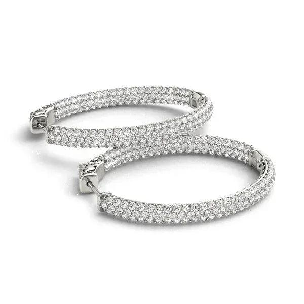 14K White Gold Lab-Grown Diamond Hoop Earrings 2cttw