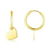 Hoop hearts earrings in solid 14K yellow gold