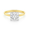 5 ct tw lab-grown diamond solitaire cushion ring in solid 10K yellow gold, engagement ring