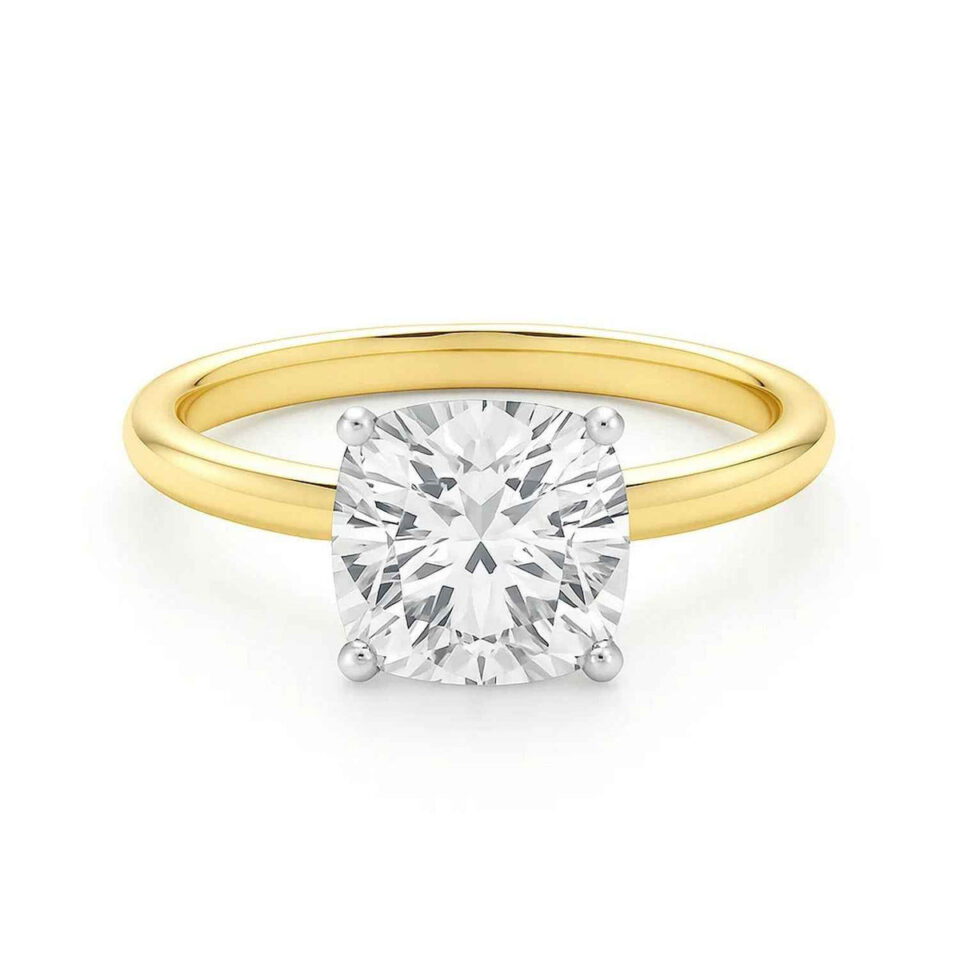 10K Yellow Gold Lab-Grown Diamond Solitaire Cushion Ring 5cttw