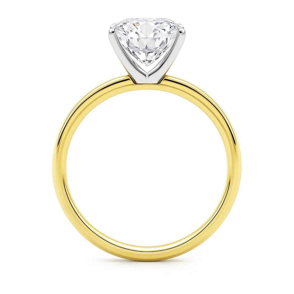 5 ct tw lab-grown diamond solitaire cushion ring in solid 10K yellow gold, engagement ring, view 4