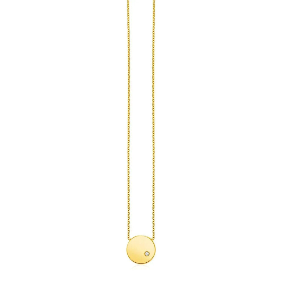 14K Yellow Gold Polished Round Lab-Grown Diamond Pendant