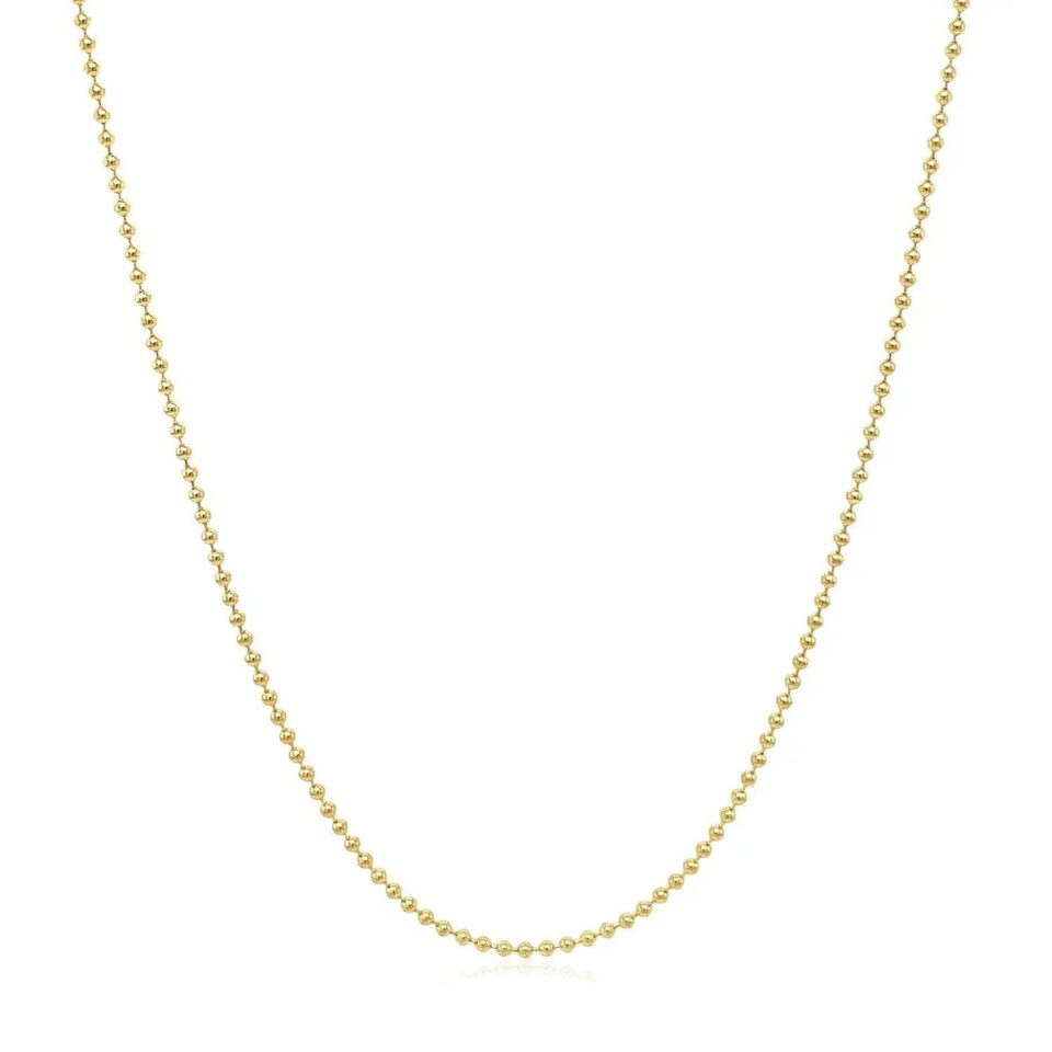 14K Yellow Gold Bead Chain 1.0mm